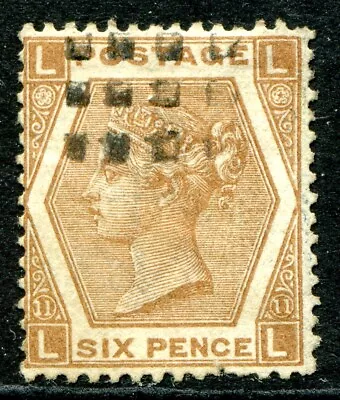 (613) VERY GOOD VERY LIGHTLY USED SG122a QV 6d CHESTNUT PLATE 11 • £1.20