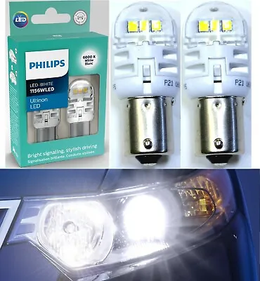 Philips Ultinon LED Light 1156 White 6000K Two Bulbs DRL Daytime Running Replace • $25.65