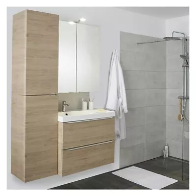 2 X Imandra Light Oak Effect Slimline Bathroom Wall Cabinets From B&Q • £50