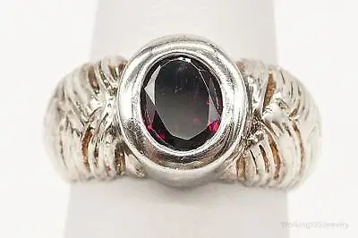 Vintage Rhodolite Garnet Sterling Silver Ring Size 6.25 • $80