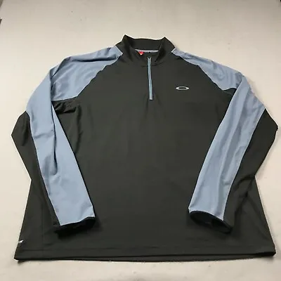 Oakley Jacket Mens XL Gray Blue Hydrolix Activewear 1/4 Quarter Zip Logo Golf • $17.49