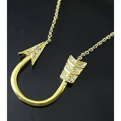 1Ct Round Cut Lab Created Diamond Arrow Women's Pendant 14K Yellow Gold Plated • $111.99