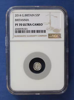 2014 Royal Mint 1/40oz Silver Proof Britannia 5p Coin NGC PF70 Ultra Cameo • $69.63