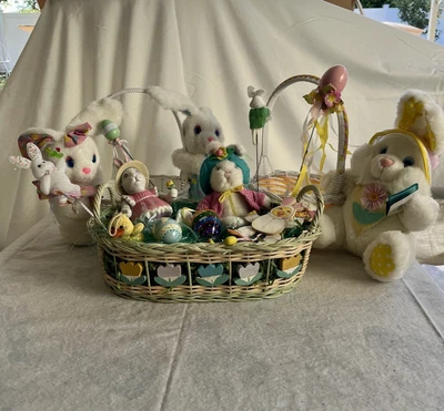 $59.90 • Buy Vintage Lot Of Easter Baskets Bunnies Chicks Eggs Ornaments