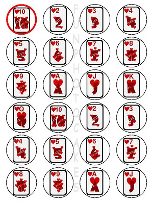 X24 Poker Playing Card Cup Cake Birthday Toppers Edible Rice Paper Decorations  • £2.76