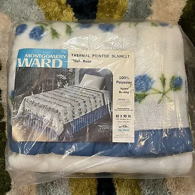 Vtg Montgomery Ward NOS Polyester Blanket 80x90 Full Double Bed Misty Rose USA • $48.67