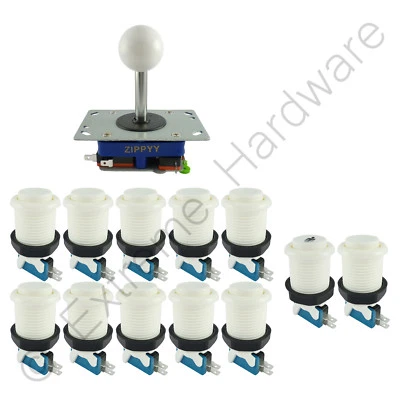 £19.99 • Buy 1 Player Arcade Control Kit 1 Ball Top Joystick 12 Buttons White JAMMA MAME Pi