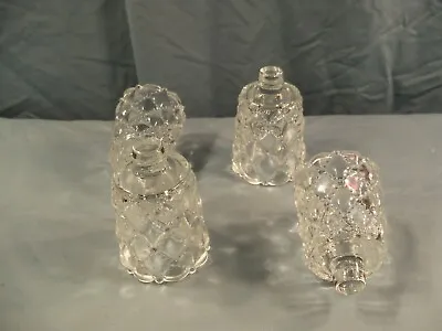 Set Of 4 Clear Glass Diamond Quilt Pegged Votive Candle Holders • $10