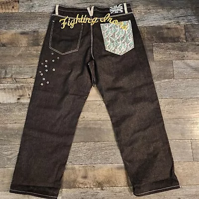 Artful Dodger Jeans Men’s 40x33 Baggy Y2K Embroidered Bullet Holes Hip Hop • $59.99