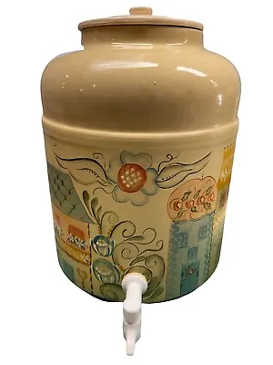 $65 • Buy 1979 Vtg FOLK ART Fluid Beverage Drink Dispenser Hand Painted Spigot 5 Gallon