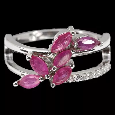 Heated Marquise Red Ruby 5x2.5mm Simulated Cz 925 Sterling Silver Ring • $59.50