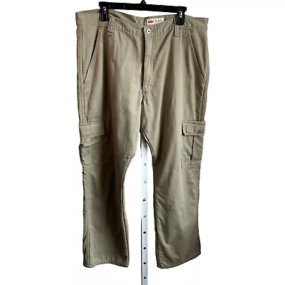 Wrangler Fleece Lined Cargo Pants Mens 36x30 Khaki Outdoor Hiking Workwear • $23.75