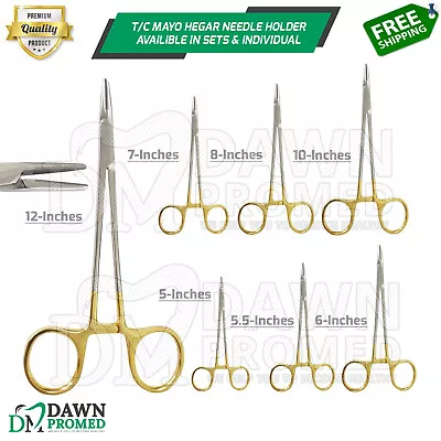 T/C Mayo Hegar Needle Holder With Tungsten Carbide German Grade Surgical Dental • $7.49