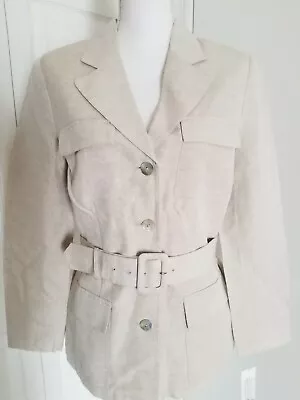 NWT TOGETHER Safari Linen Belted Blazer Jacket Size 8 Natural • $42.72