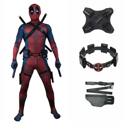 Deadpool Costume Adult Zentai Bodysuit Cosplay Suit Mask Halloween Prop Jumpsuit • $86.99