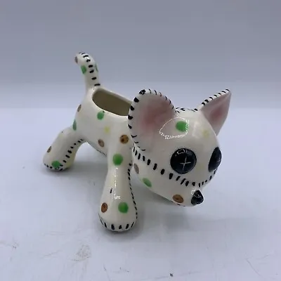 Vintage Dog Planter Ceramic Polka Dots Stitching Puppy Dotted Japan • $14.99