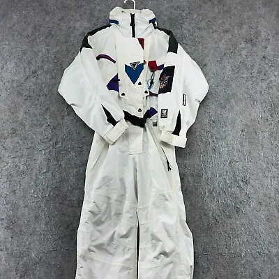 VTG Helly Hansen Ski Suit Mens XS White One Piece Coverall Snow Gear 90s • $59.97