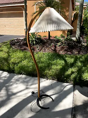 Mid 20th Century Bentwood Caprani Floor Lamp With Off-White Pleated Shade • $700