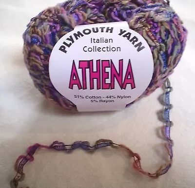 Plymouth ATHENA Yarn #68 SOFT LADDER RIBBON PURPLE BROWN 50 Grams • $12.49