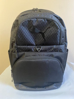 $39.99 • Buy Puma Unisex Large Black Logo Travel Backpack Bag Multiple Compartments