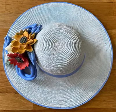 Porcelain Ladies Straw Hat - Ceramic Decorative Wall Art - Large 14  Diameter • $149.95