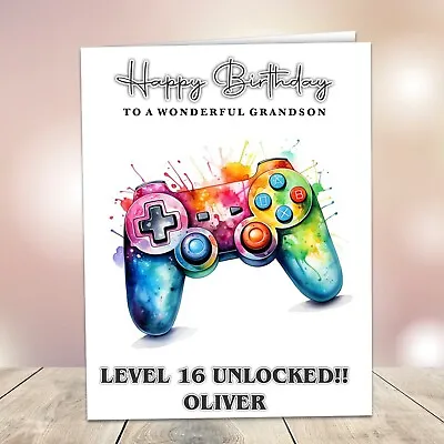 Personalised Gaming Birthday Card Boys Grandson Son Brother Nephew Gamer Card • £2.95