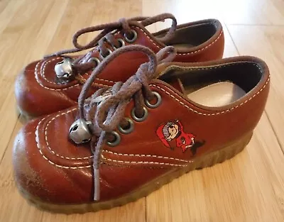 Vintage Scruffies Toddler Childrens Brown Leather Shoes 6 1/2 D 1970's • $9.50