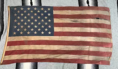 Vintage Old Heavily Distressed 50 Star US Flag Battle Worn Look Flown 5 Foot • $40