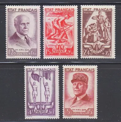 France 1943 MNH Mi 589-593 Sc B153-157 Marshal Henri Petain. LUXE Set ** WW2 ** • $45.50