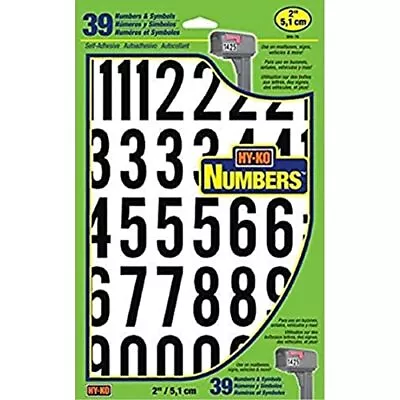 Hy-Ko Products MM-7N Self Adhesive Vinyl Numbers 2  High Black & White 39 P... • $3.29