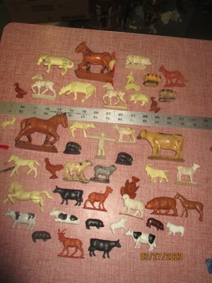$10 • Buy Mixed Lot Of Vintage  Toy Plastic , Rubber Farm Animals Pigs Cow Goat Sheep