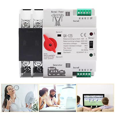 £30.49 • Buy 100A Automatic Transfer Switch Dual Power Changeover Circuit Breaker Home 2P New