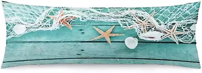 Beach Body Pillow Cover Summer Starfish Seashell On Wood Coastal Nautical  • $26.98