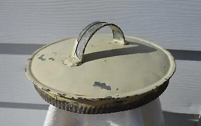 Antique Galvanized Metal Can Cooler Lid Only W/handle Round 9  Old Chippy Paint • $19.99