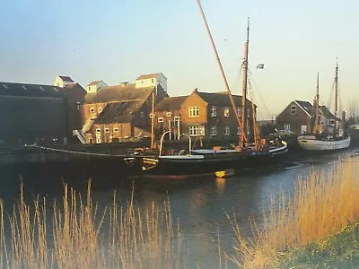 Large Vintage Postcard Pair Of Sailing Barges From Snape Maltings Suffolk 1988 • £5.75