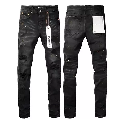 2024 Black New Purple Brand Men's Personality Fashion Splash-ink Jeans • $69.99