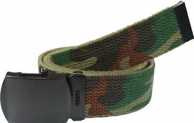 Military Web Belt Cotton Canvas Adjustable Camo Army Tactical Skater Webbed Belt • $10.99