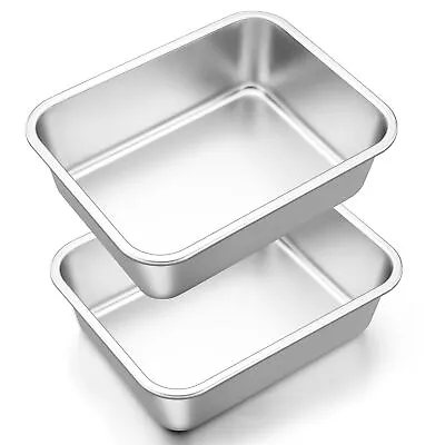 9 X 11 Inch Lasagna Pan Deep Stainless Steel Baking Pan Set Of 2 Rectangular ... • $34.66