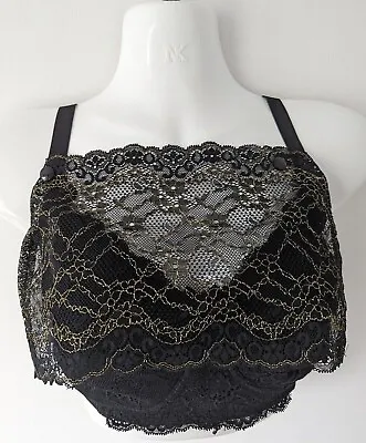 Modesty Panel Quality Stretch Lace Fabric Black With Gold. S/M/L/X-Large • £5.99