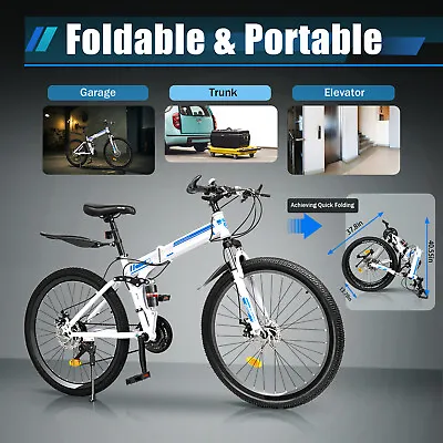 26  Folding Mountain Bike 21 Speed Men Bikes MTB Bicycle School Dual Disc Brake • $180.50