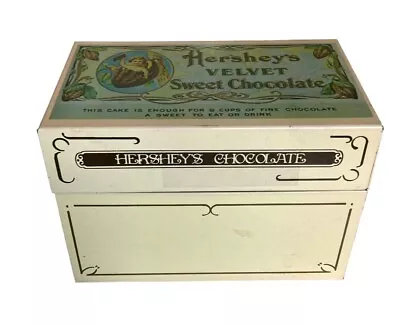 Vintage Hershey’s Velvet Sweet Chocolate Tin Recipe Box Yellow W/Inserts 5” • $22