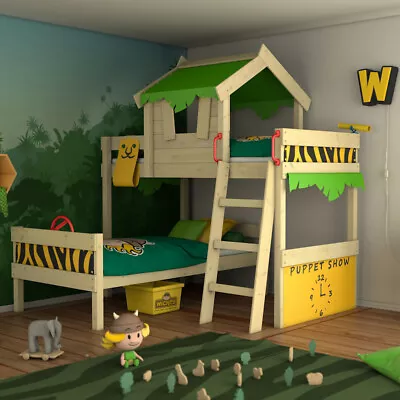 £439 • Buy WICKEY CrAzY Jungle Doublebed Children's Bunk Bed Adventure With Ladder And Roof