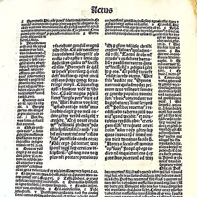 RARE 1495 Incunable Bible Leaf Medieval Manuscript Christian Jesus Rare :: H • $99.95