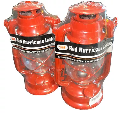 Lot Of 2 Red Hurricane Lantern Hanging Emergency Camping Kerosene Oil Lamp Light • $19.99