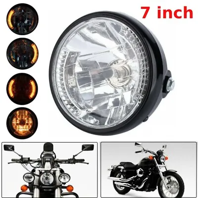 7  Motorcycle Motorbike Round Headlight LED Turn Signal Front Light Headlamp 12V • $20.99