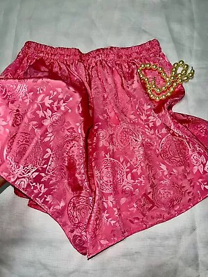 VTG Jacquard Pink Victoria's Secret Gold Label Satin Tap Panties Flutter Shorts • $26.95