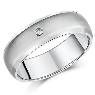 Men's Engagement Ring 7mm Titanium Diamond Engagement Wedding Ring Unisex Ring • £24.95