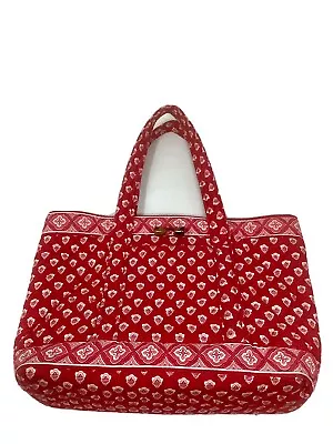 Vera Bradley Quilted Medium Shoulder Handbag Nantucket Red White Tote • $20.88