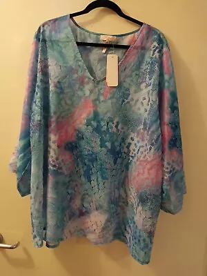 Multi Colored Kaftan Top/Bather Coverup  Sz 26 - Millers Brand NWT • $15