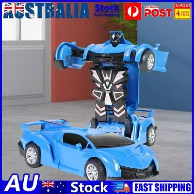 2 In 1 Mini Car Toys One-key Deformation Robot Car Toy Boys Gift (B Blue) • $9.49